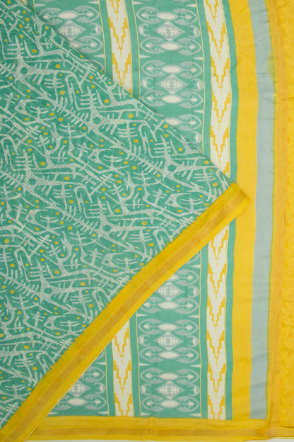 Chanderi Silk Printed Green Saree