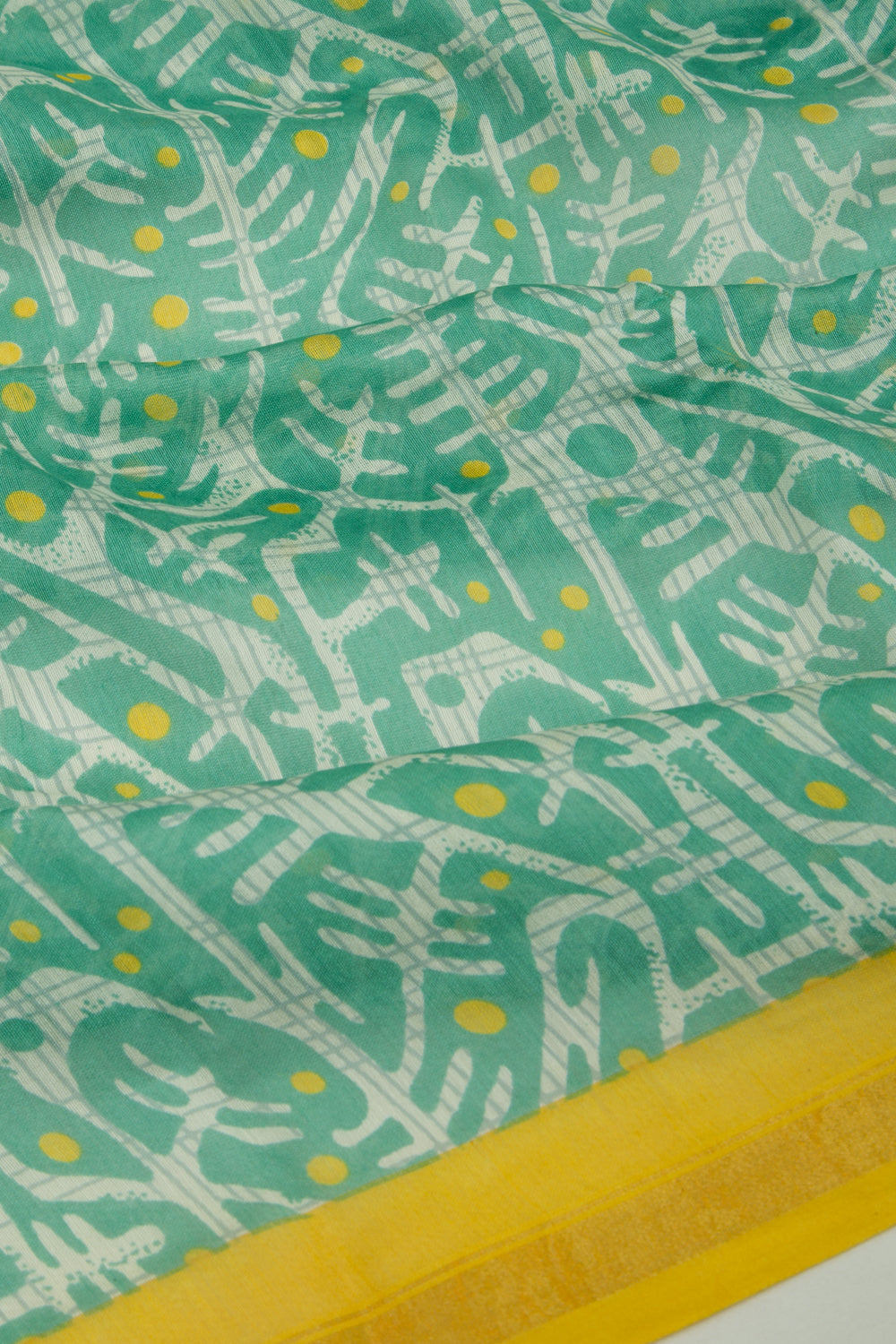 Chanderi Silk Printed Green Saree