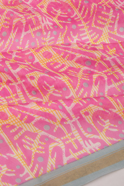 Chanderi Silk Printed Pink Saree
