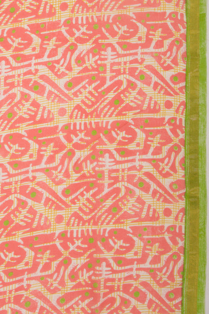 Chanderi Silk Printed Peach Saree