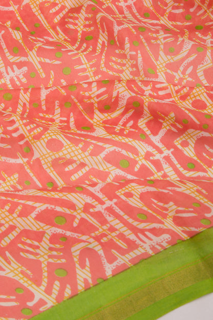 Chanderi Silk Printed Peach Saree