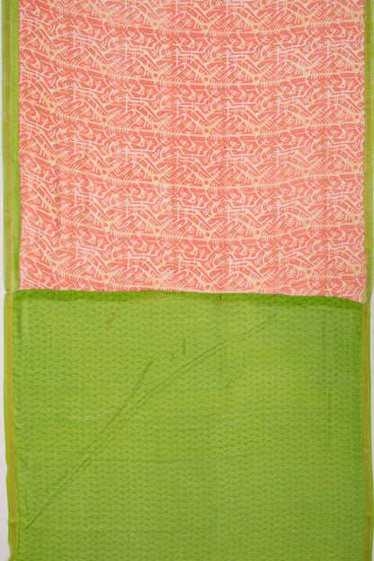 Chanderi Silk Printed Peach Saree