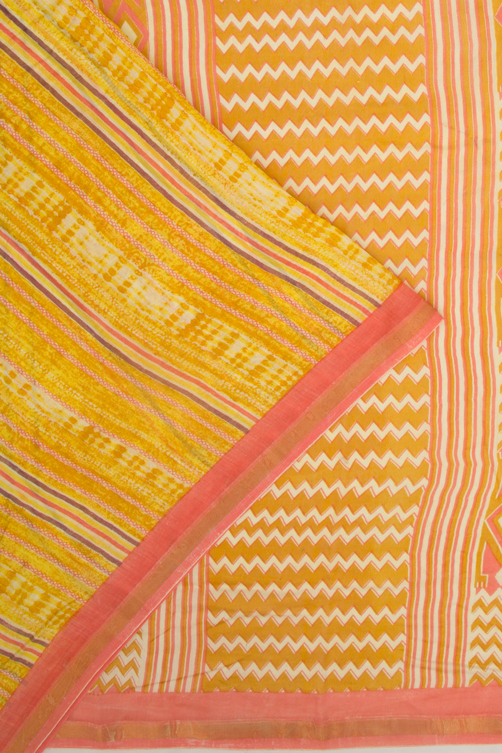 Chanderi Silk Printed Yellow Saree