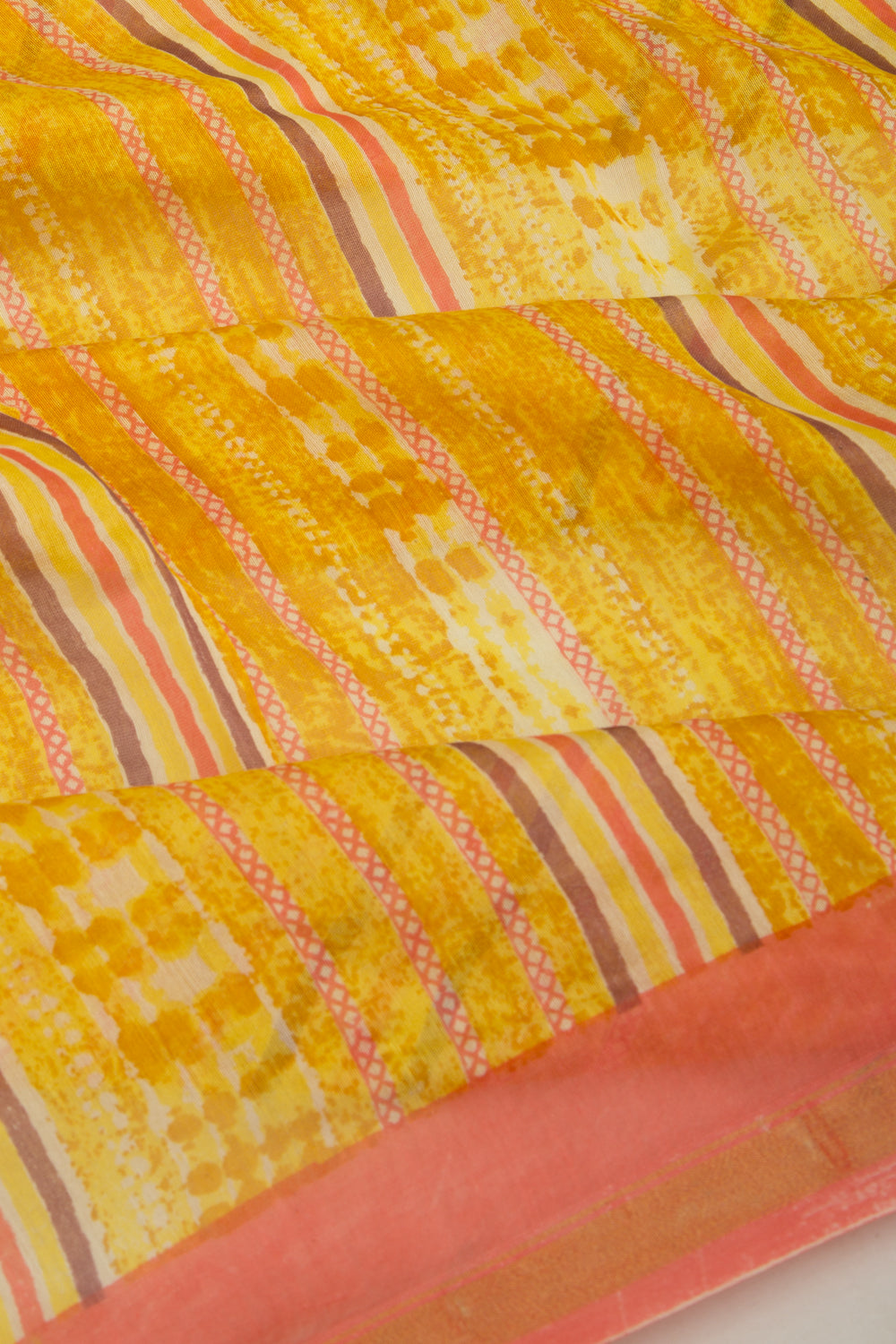 Chanderi Silk Printed Yellow Saree