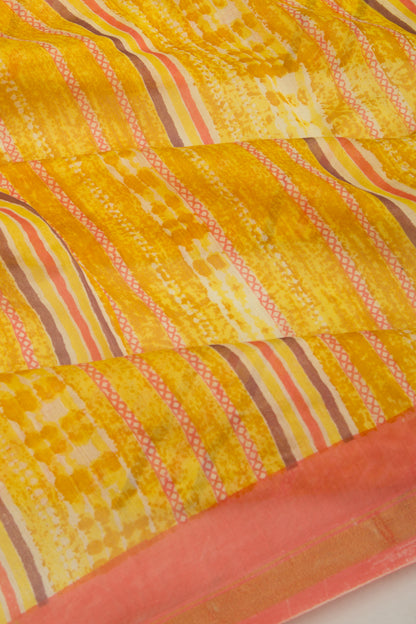 Chanderi Silk Printed Yellow Saree