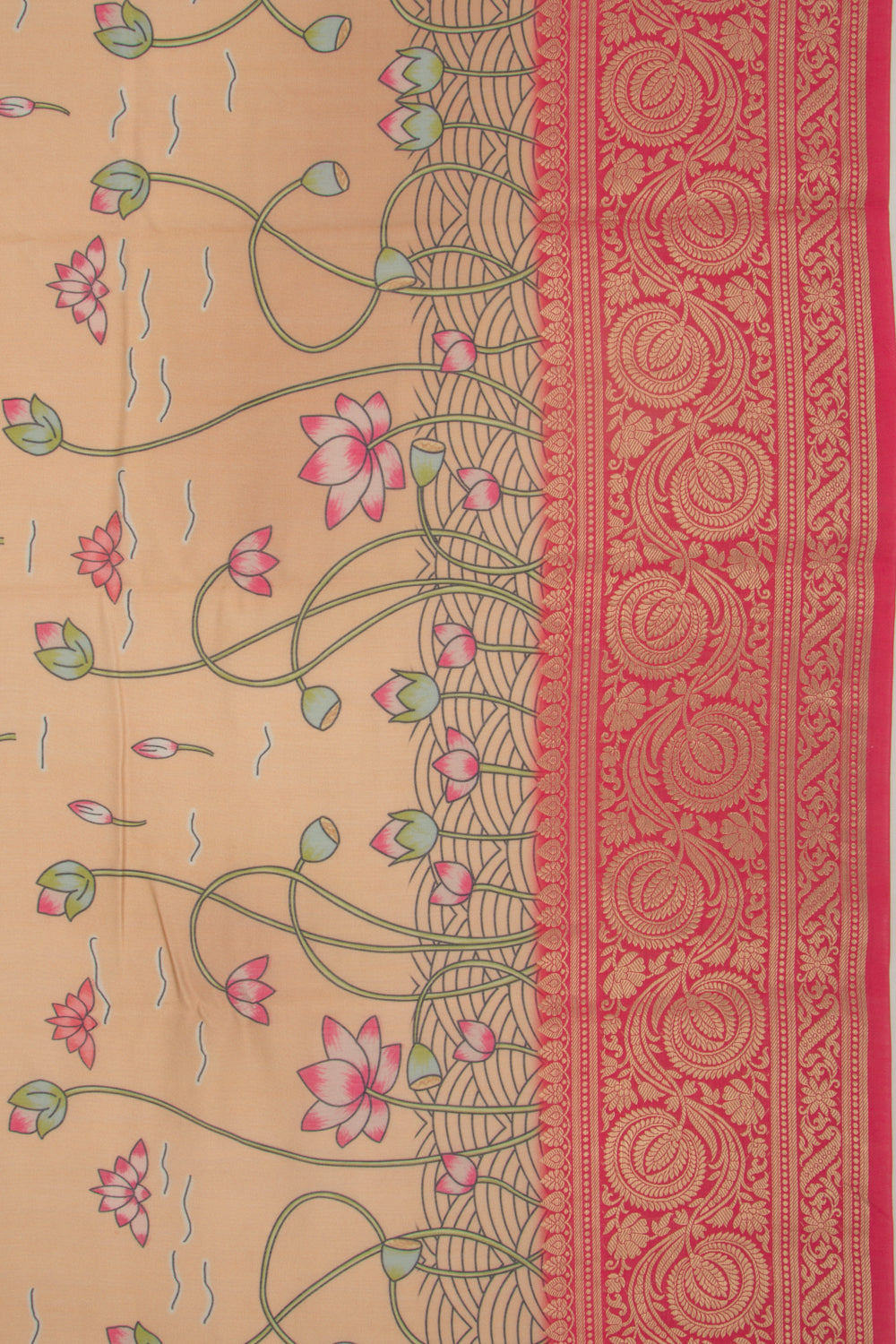 Chanderi Silk Pichwai Printed Brown Saree