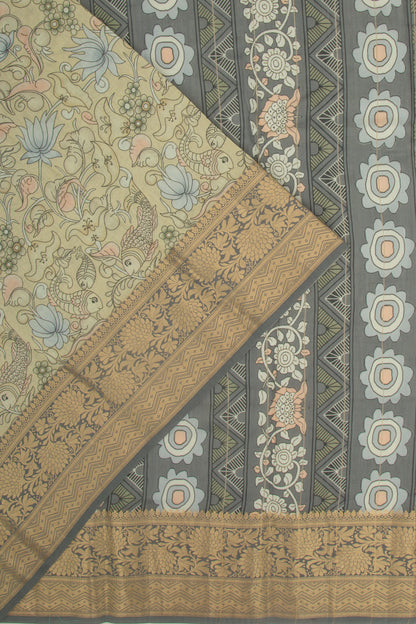 Chanderi Silk Printed Yellow Saree