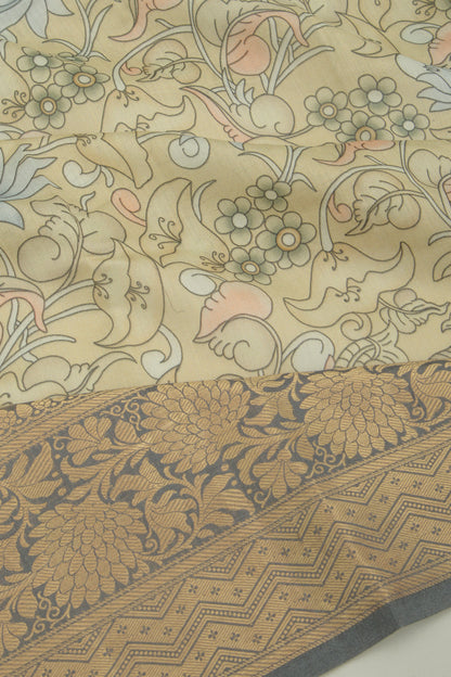 Chanderi Silk Printed Yellow Saree