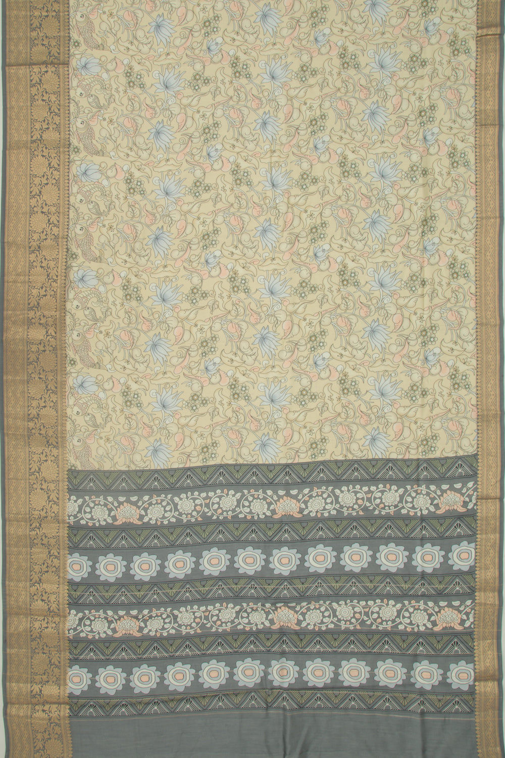 Chanderi Silk Printed Yellow Saree