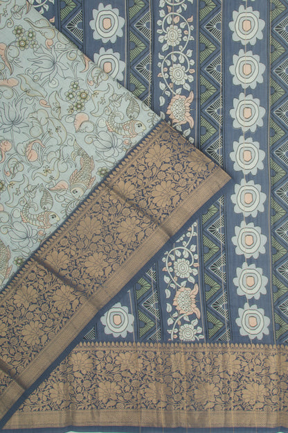 Chanderi Silk Printed Pastel Blue Saree