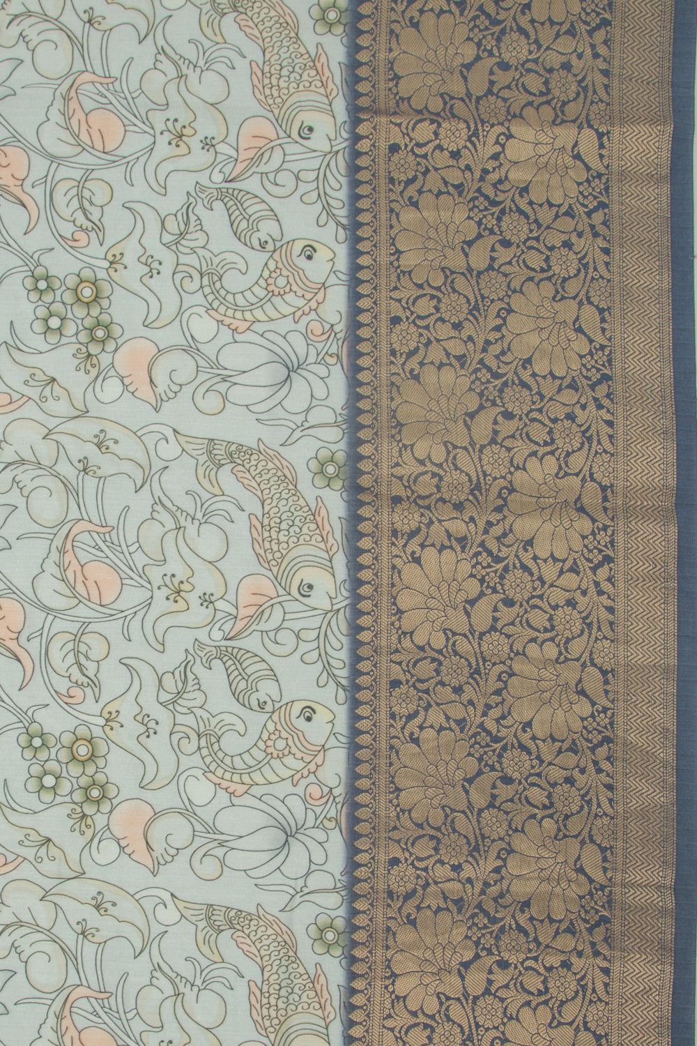 Chanderi Silk Printed Pastel Blue Saree