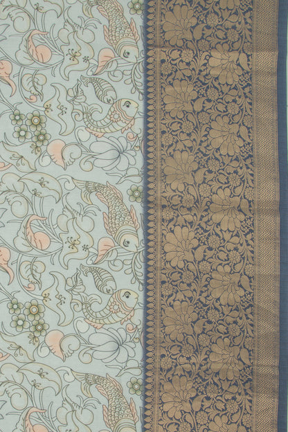 Chanderi Silk Printed Pastel Blue Saree