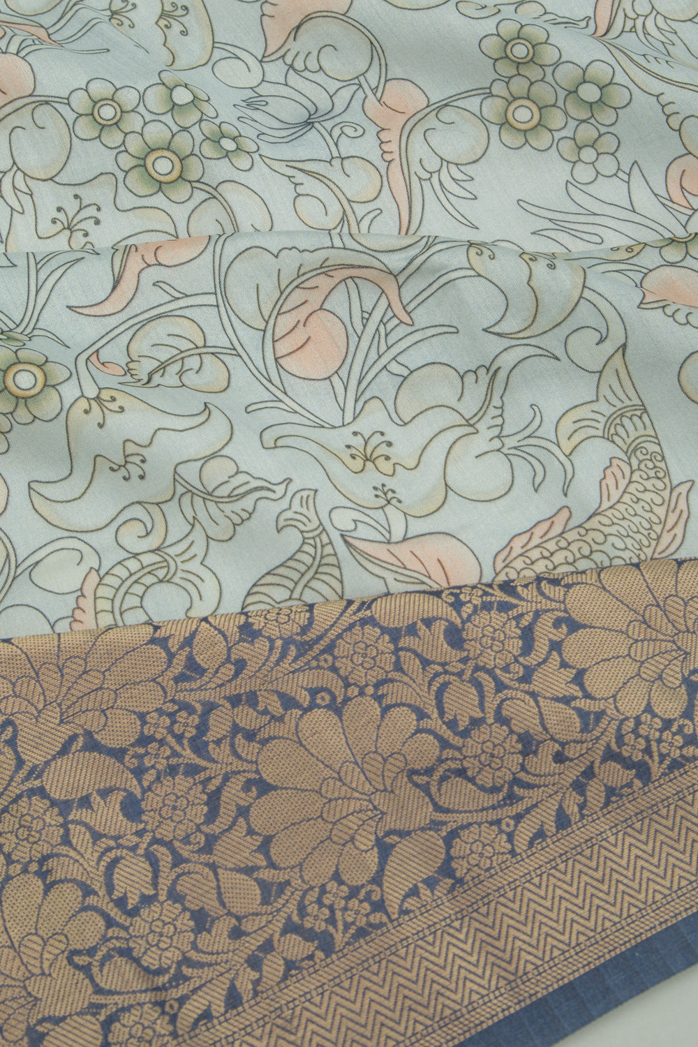 Chanderi Silk Printed Pastel Blue Saree