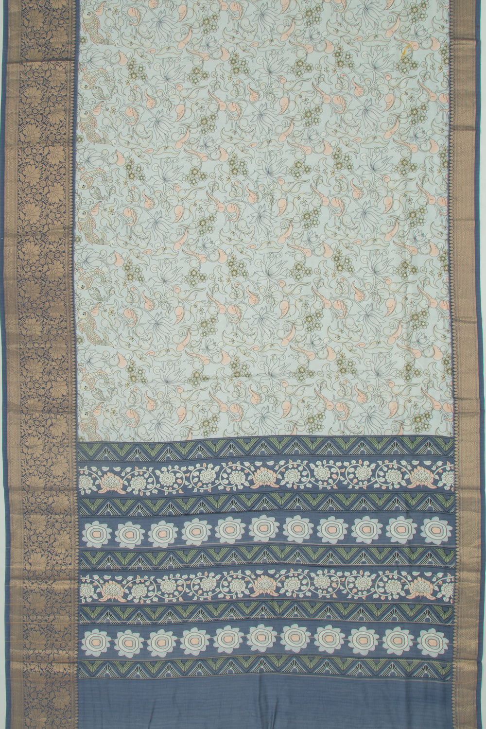 Chanderi Silk Printed Pastel Blue Saree