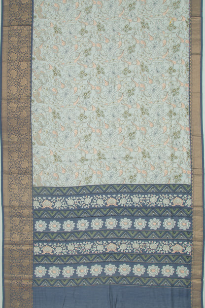 Chanderi Silk Printed Pastel Blue Saree