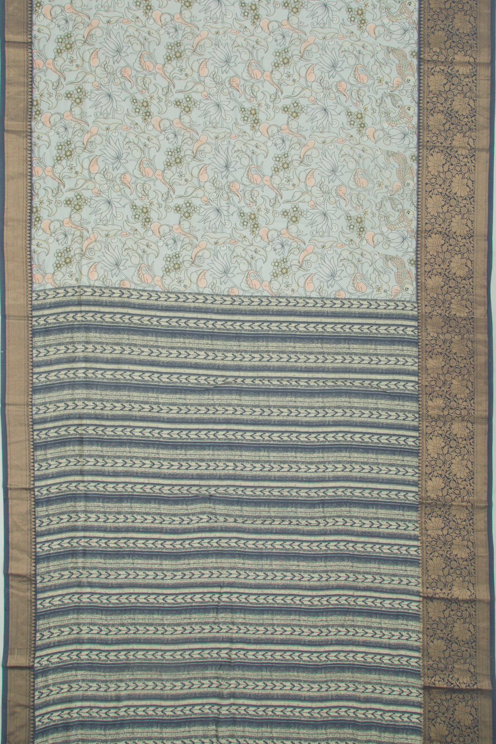 Chanderi Silk Printed Pastel Blue Saree