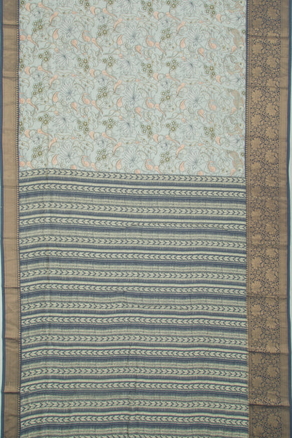 Chanderi Silk Printed Pastel Blue Saree