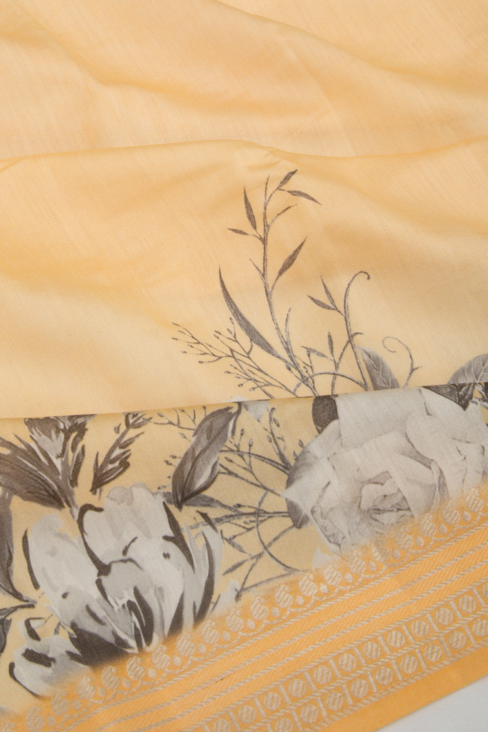 Chanderi Silk Floral Printed Sandalwood Yellow Saree