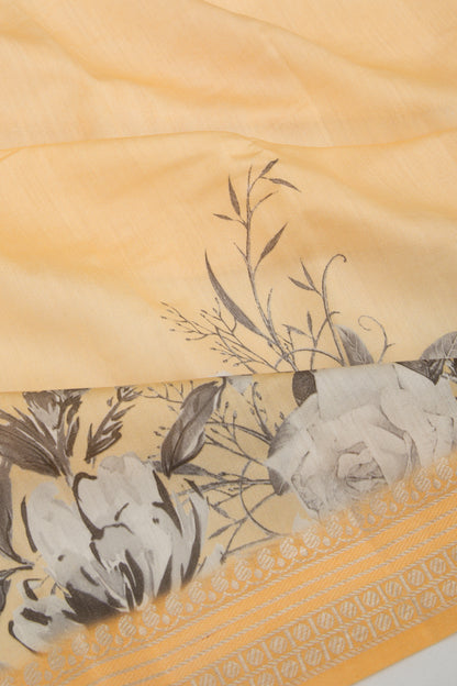 Chanderi Silk Floral Printed Sandalwood Yellow Saree