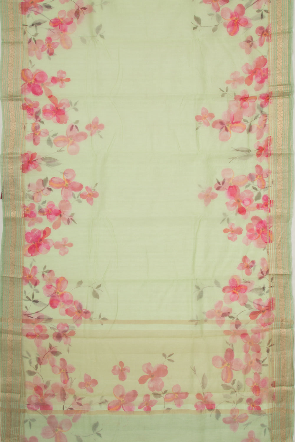 Soft Kota Silk Floral Printed Green Saree