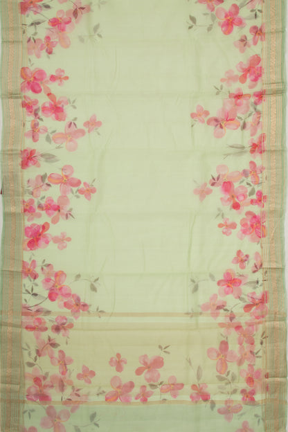 Soft Kota Silk Floral Printed Green Saree