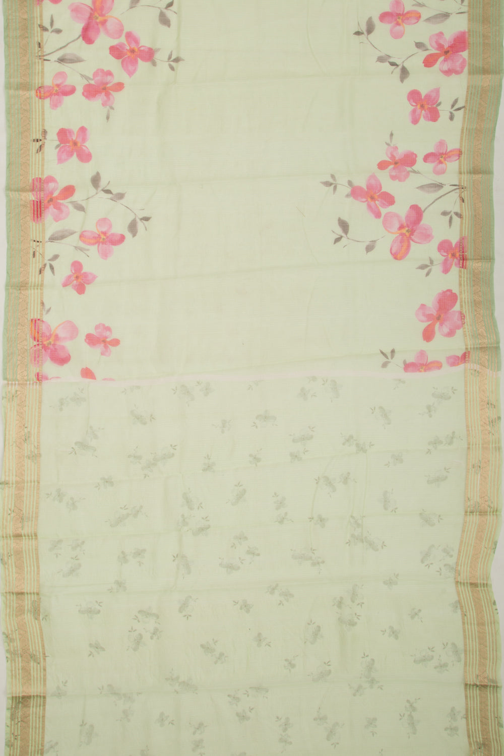 Soft Kota Silk Floral Printed Green Saree