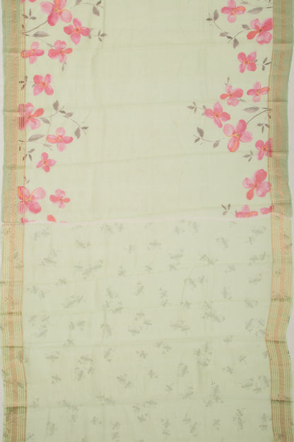 Soft Kota Silk Floral Printed Green Saree