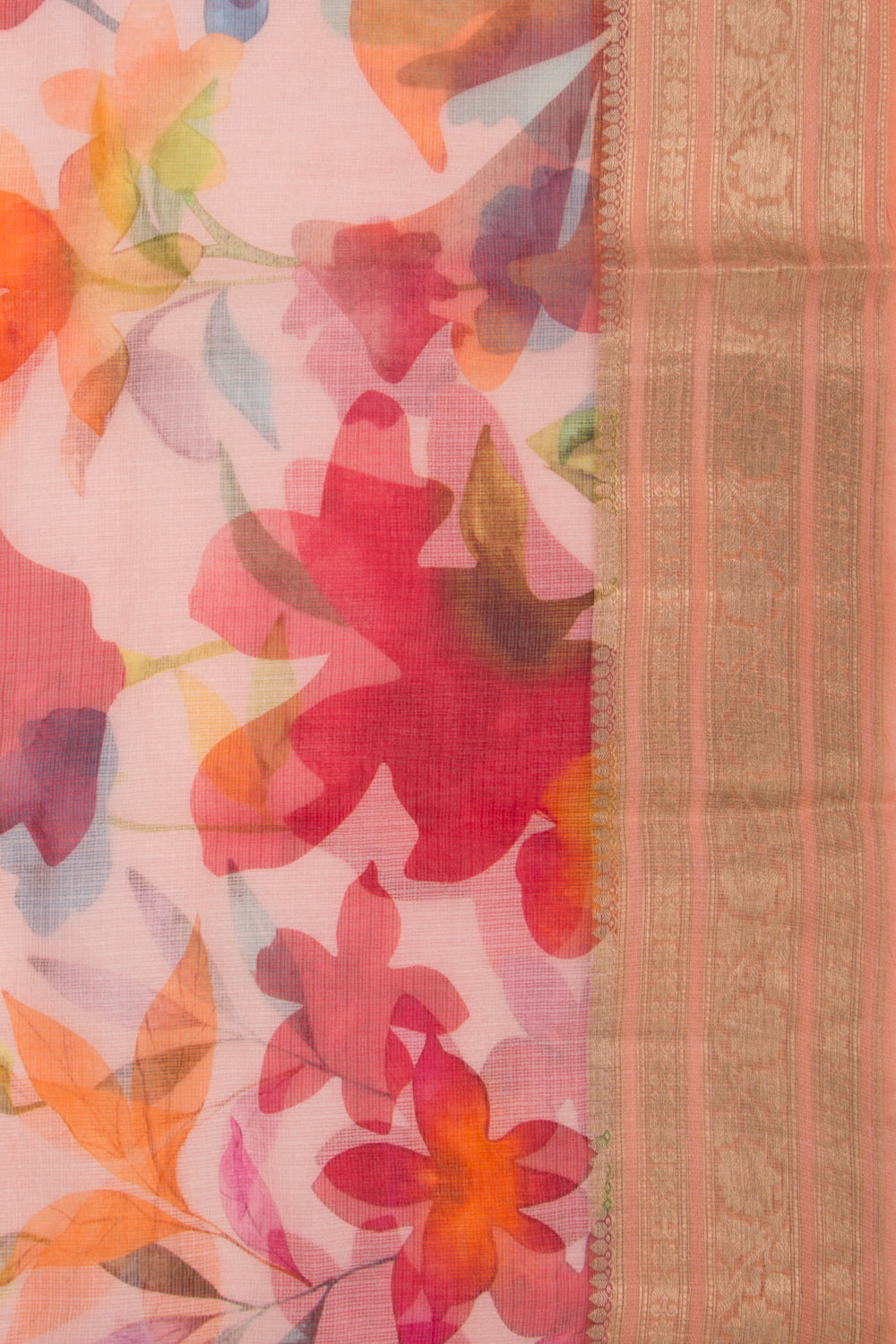 Kota Soft Silk Floral Printed Baby Pink Saree