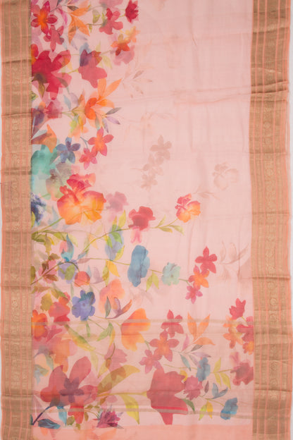 Kota Soft Silk Floral Printed Baby Pink Saree