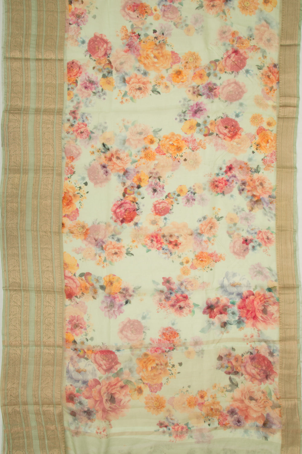 Kota Soft Silk Floral Printed Pastel Green Saree