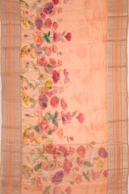 Kota Soft Silk Floral Printed Orange Saree