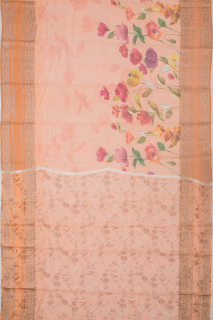Kota Soft Silk Floral Printed Orange Saree