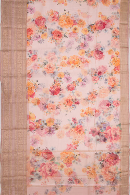Kota Soft Silk Floral Printed Baby Pink Saree