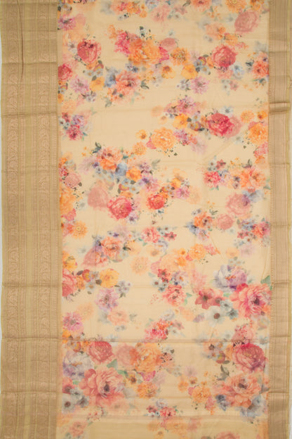 Kota Soft Silk Floral Printed Yellow Saree