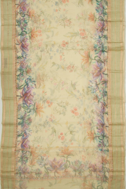Kota Soft Silk Floral Printed Yellow Saree