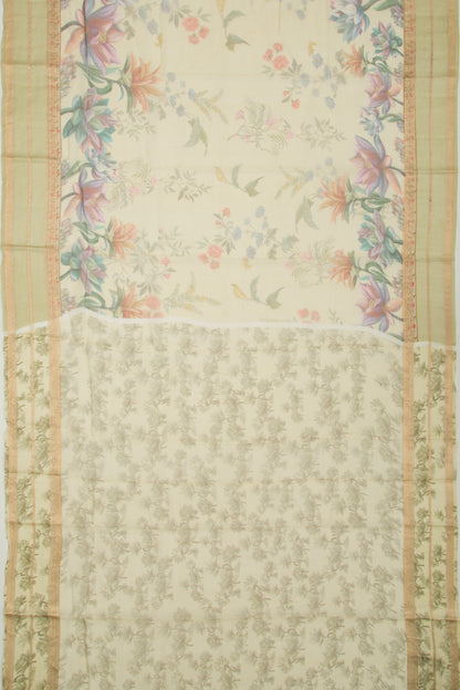 Kota Soft Silk Floral Printed Yellow Saree