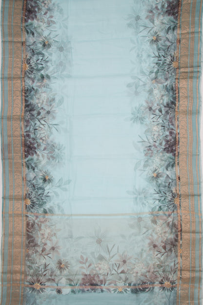 Kota Soft Silk Floral Printed Sky Blue Saree