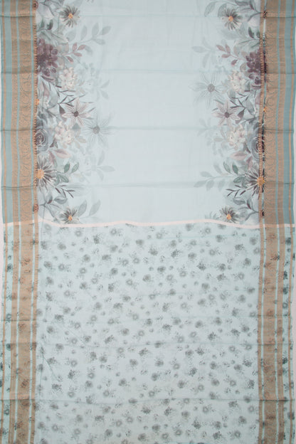 Kota Soft Silk Floral Printed Sky Blue Saree