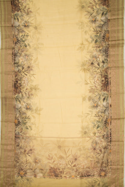 Kota Soft Silk Floral Printed Yellow Saree