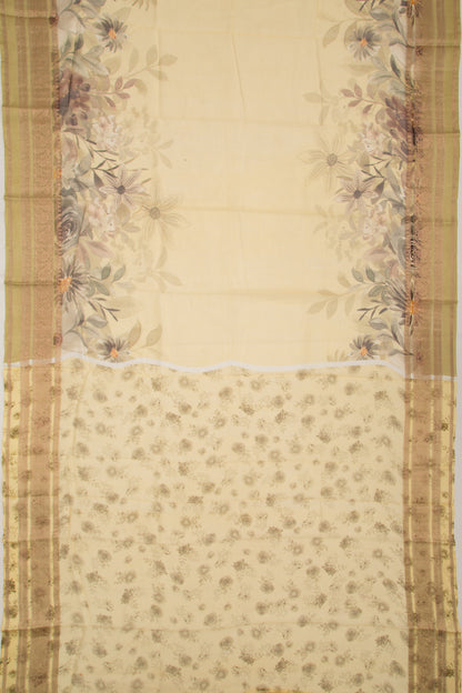 Kota Soft Silk Floral Printed Yellow Saree