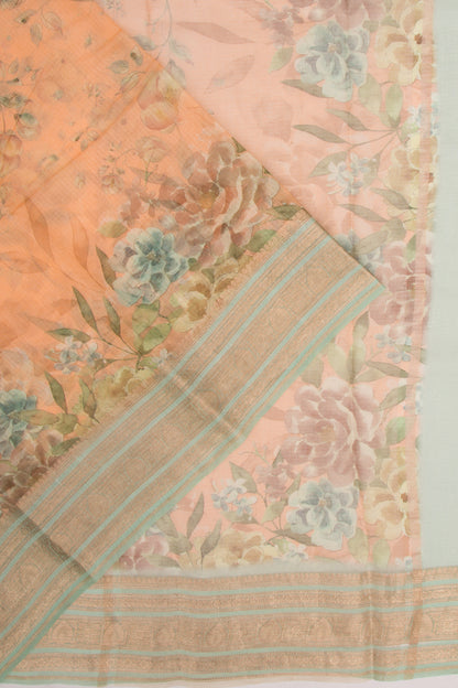 Kota Soft Silk Floral Printed Orange Saree