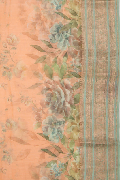 Kota Soft Silk Floral Printed Orange Saree