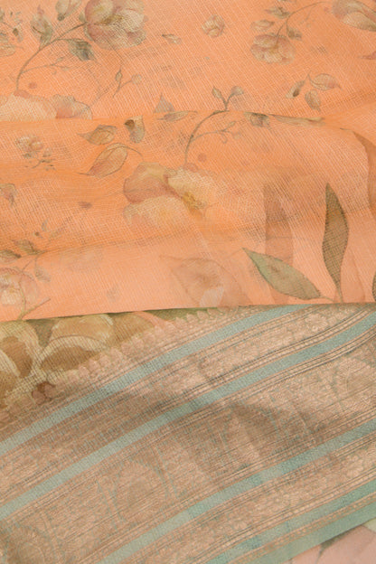 Kota Soft Silk Floral Printed Orange Saree