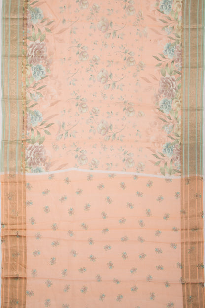 Kota Soft Silk Floral Printed Orange Saree