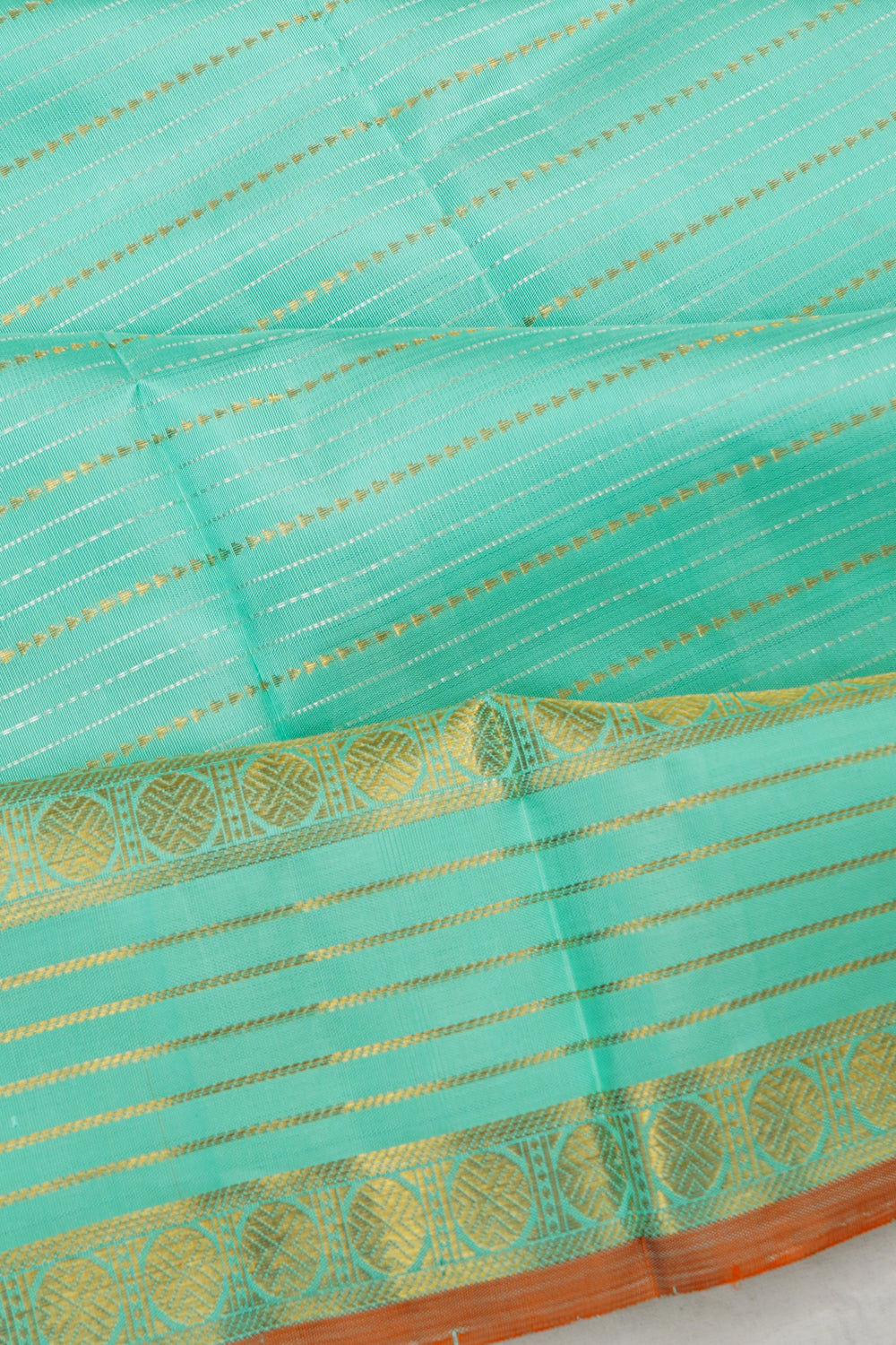 Kanchipuram Silk Horizontal Lines Sea Green Saree