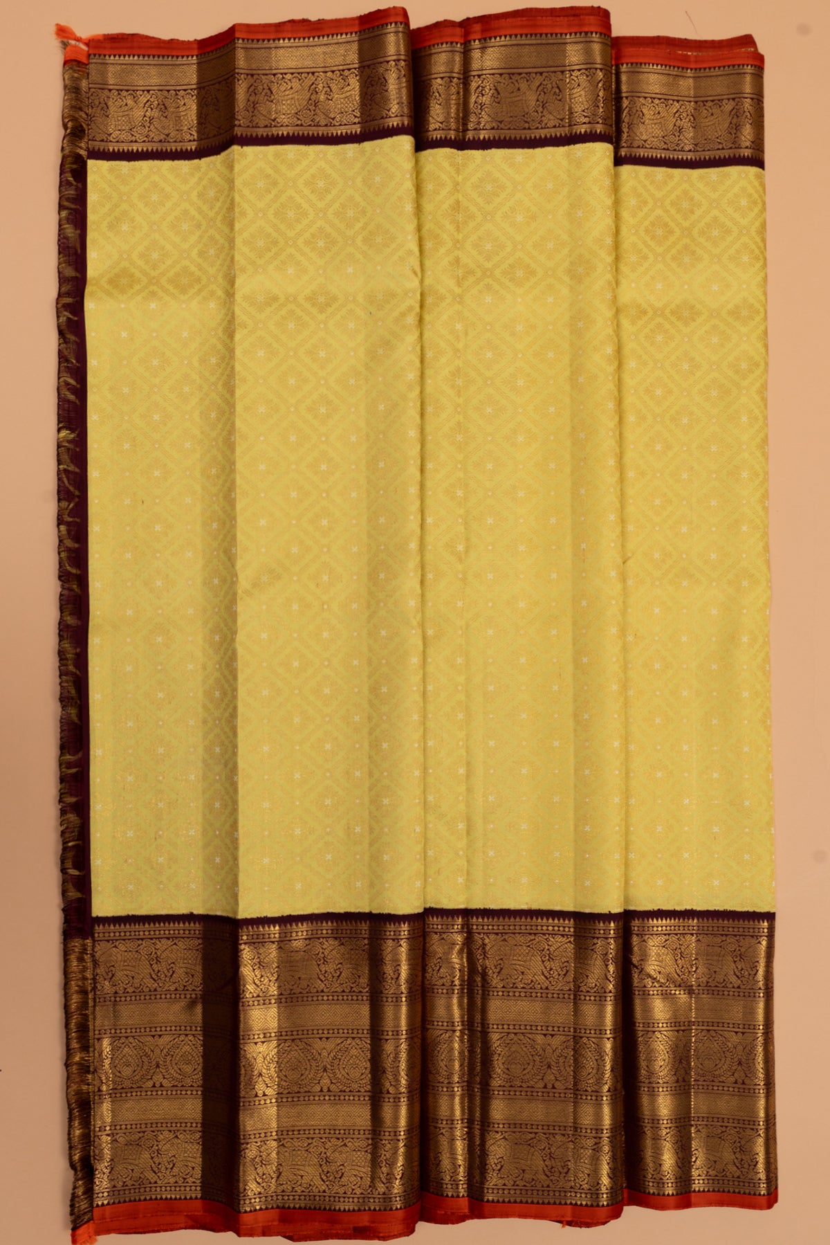 Kanchipuram Silk Brocade Yellow Saree