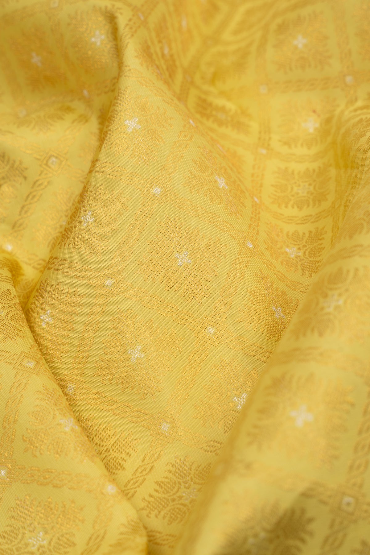 Kanchipuram Silk Brocade Yellow Saree