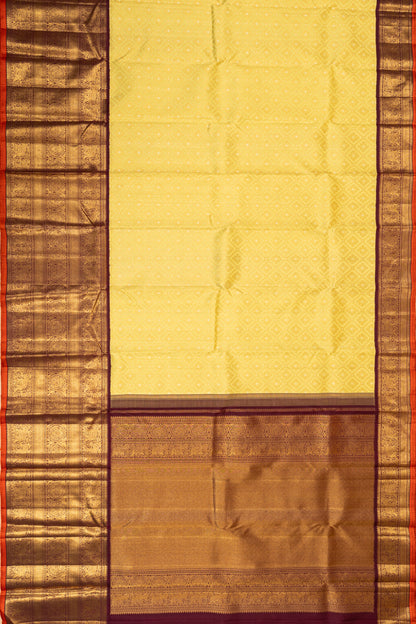 Kanchipuram Silk Brocade Yellow Saree