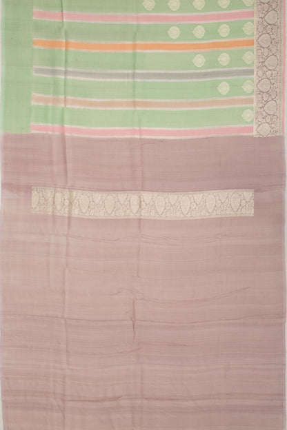 Banarasi Tussar Lines And Butta Green Saree