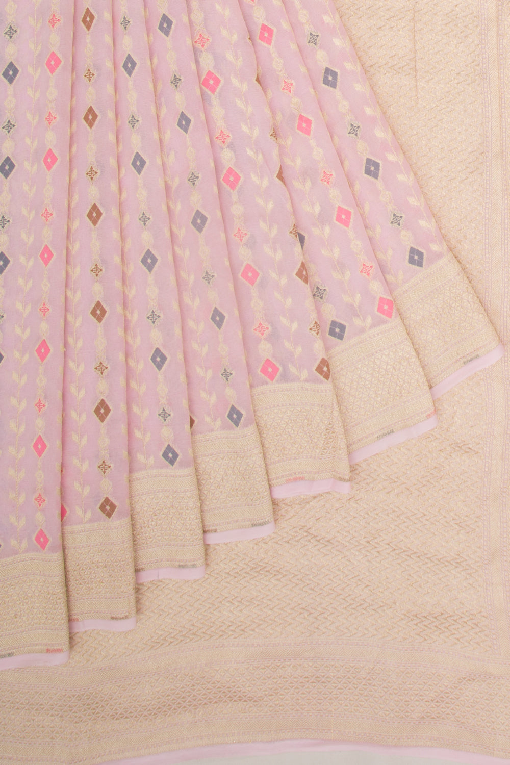 Banarasi Georgette Brocade Baby Pink Saree